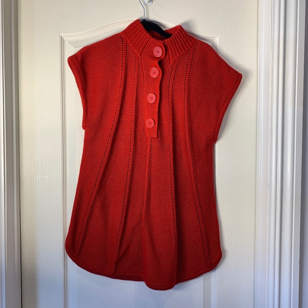 Nygard Collection Cherry Red Sleeveless Knit‎ Tunic Vest Button Front ( L) Layer